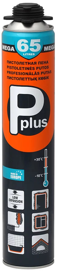 Піна монтажна пістолетна PPLUS Mega 65L всесезонна 820 мл Жовта (01-0-0-034)